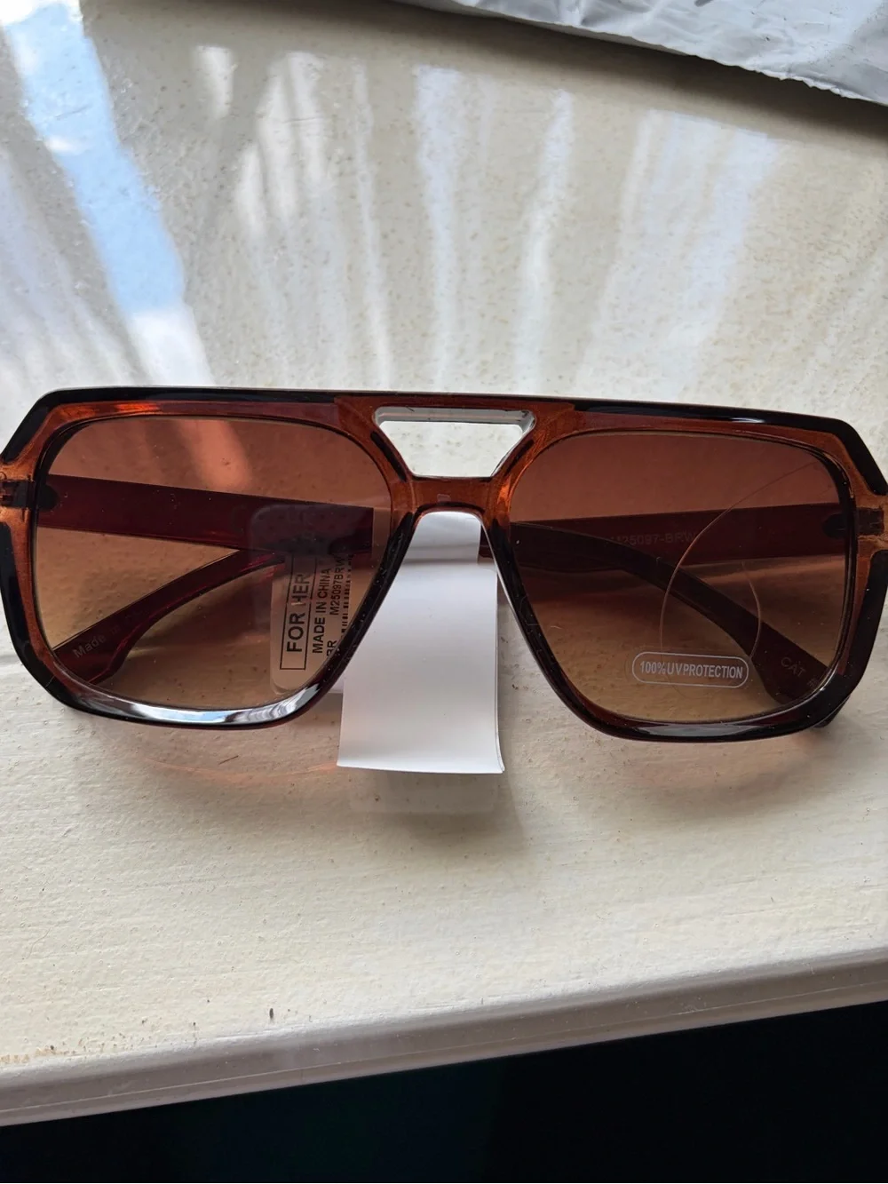 Women’s Oversized Brown Sunglasses - Classic Shield Style